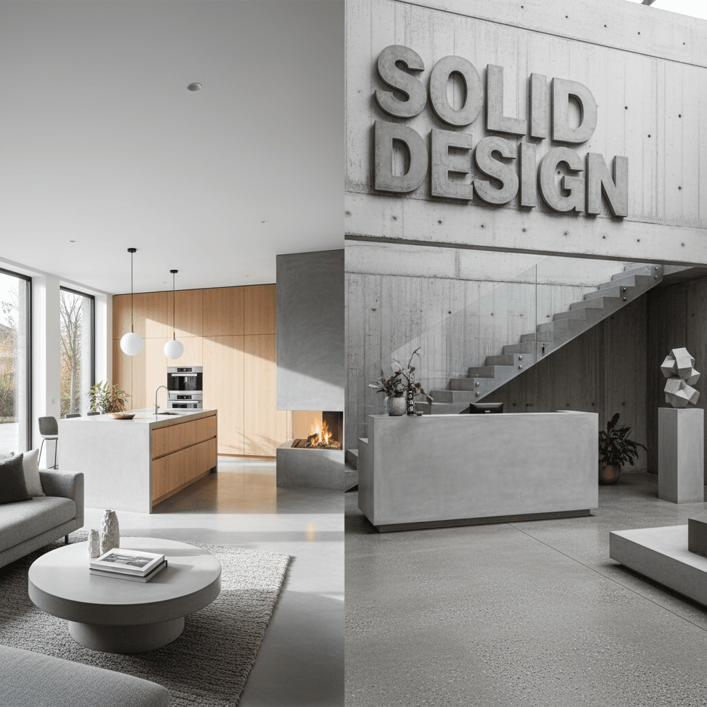 Portfolio view of residential and commercial concrete flatwork projects