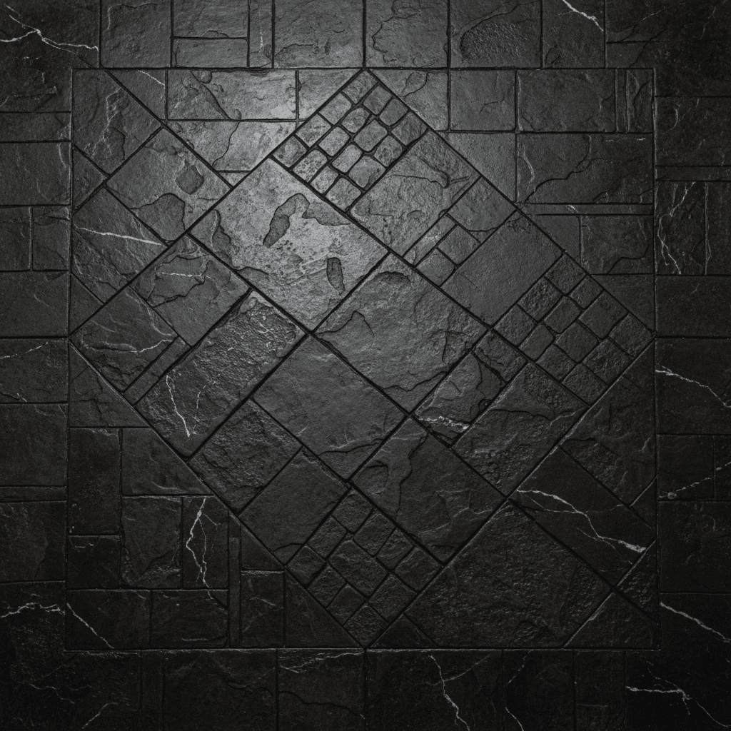 Large stamped concrete surface with multi-pattern design