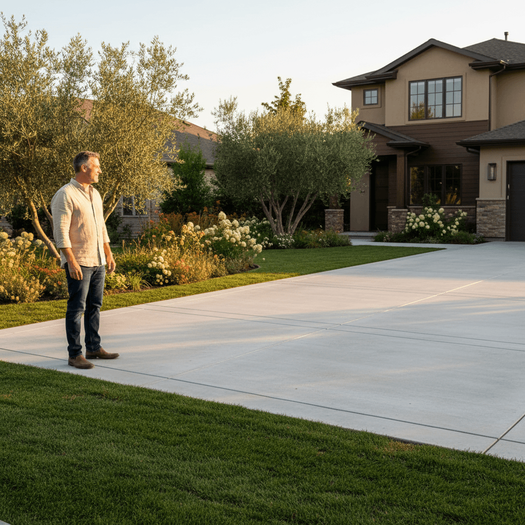 Completed residential flatwork driveway