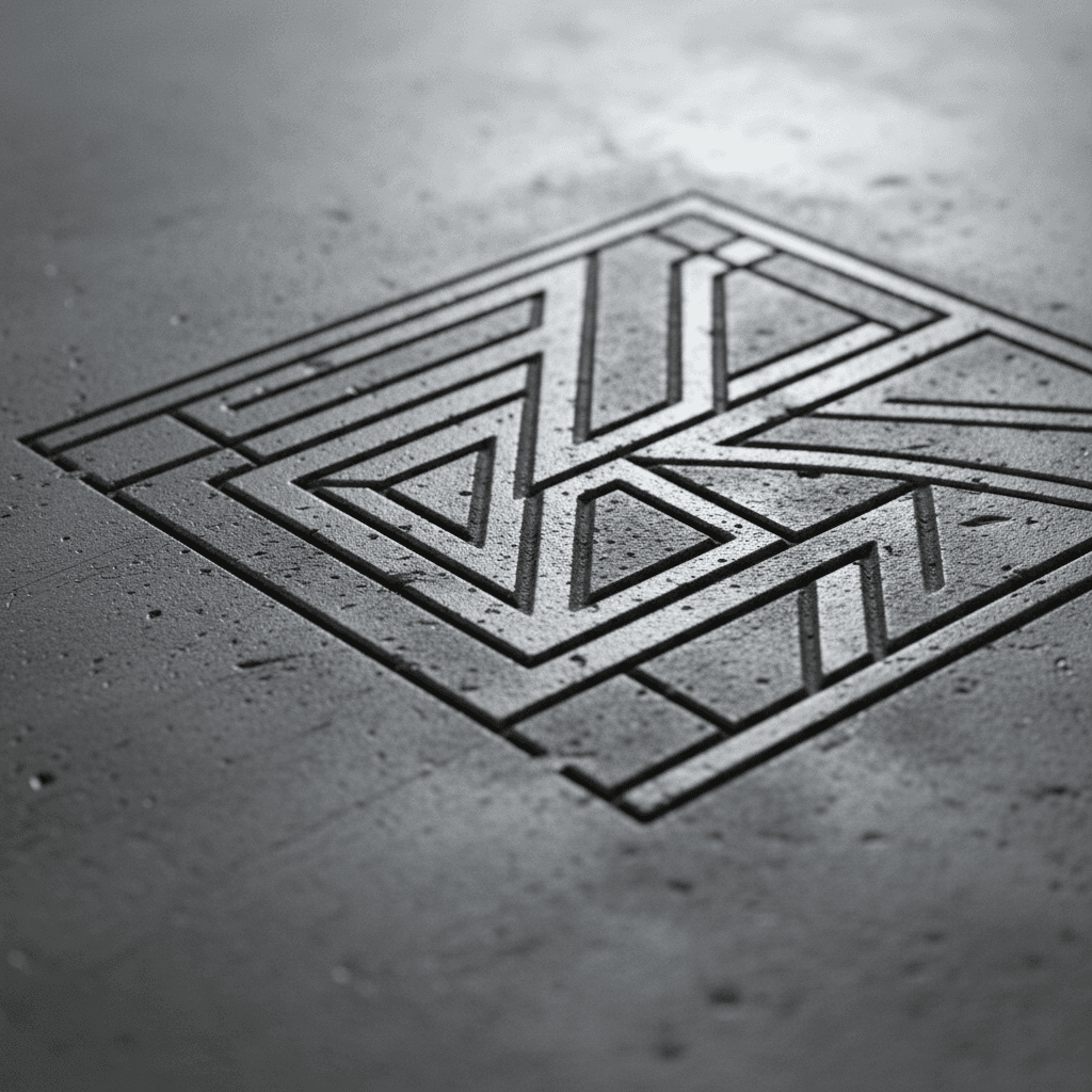 Detailed stenciled concrete pattern