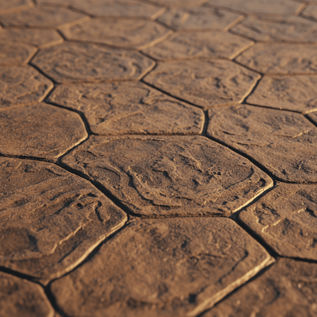 Stamped concrete pattern showing stone texture detail